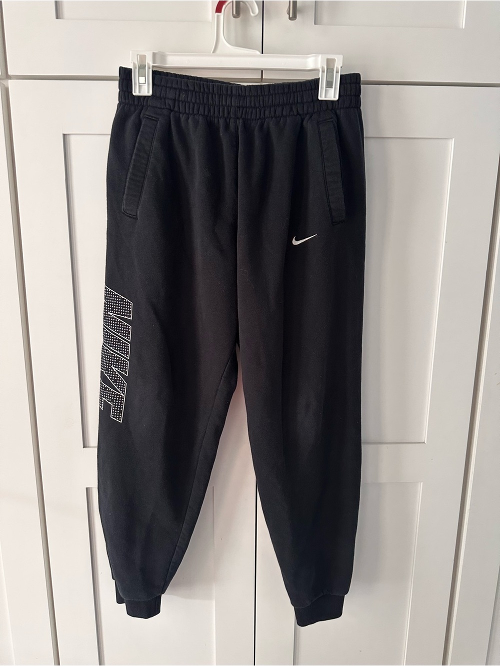 Nike Black Kids' Jogger Sweatpants with White Swoosh